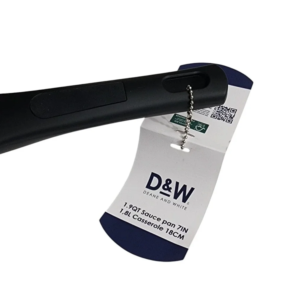 D&W Premium Cookware 7in‎ Saucepan Casserole Nonstick With Glass Lid 1.9QT Black
